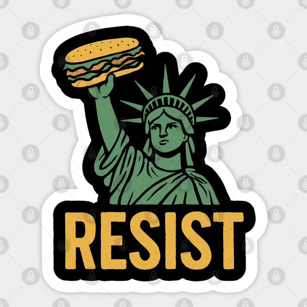 Sandwich Guy Resist – Statue Of Liberty Sticker by Creatifly Graphic Tees